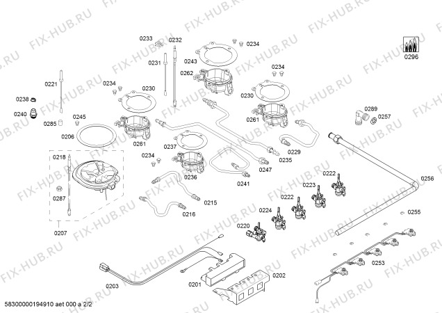 Схема №2 3ETX397BP ENC.3ETX397BP 4G+1W BA70F IH5 с изображением Коллектор для электропечи Bosch 00674399