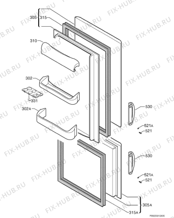 Взрыв-схема холодильника Frigidaire FR311 - Схема узла Door 003