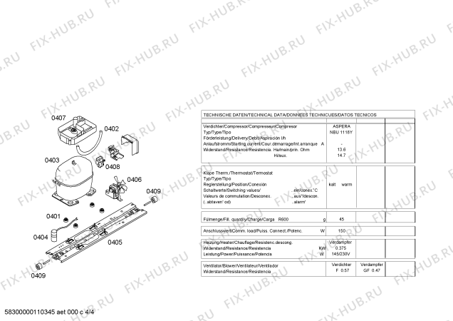 Взрыв-схема холодильника Bosch KGU34175 - Схема узла 04