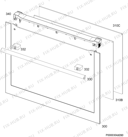 Схема №1 EE3003011W с изображением Ручка двери для плиты (духовки) Aeg 5615173100