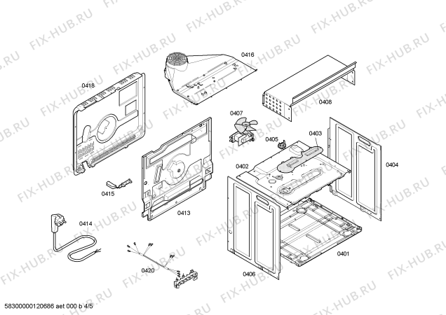 Взрыв-схема плиты (духовки) Bosch HBN42S551E Horno bosch ind.mltf_basc.inox.reloj et - Схема узла 04