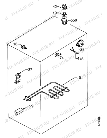 Взрыв-схема плиты (духовки) Zanussi ZC606GE - Схема узла Electrical equipment