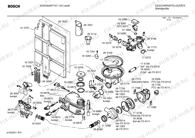 Взрыв-схема посудомоечной машины Bosch SGS5942FF Silence - Схема узла 04