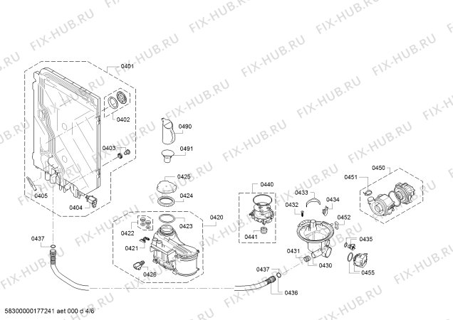 Взрыв-схема посудомоечной машины Bosch SPI86S05DE Exclusiv. Made in Germany - Схема узла 04