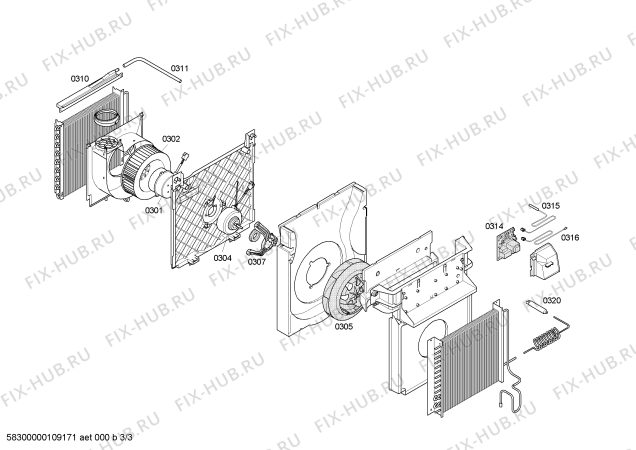 Взрыв-схема кондиционера Bosch PAM19000 - Схема узла 03