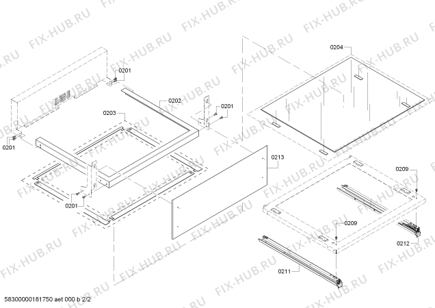Схема №2 WDC30J с изображением Панель выдвижного ящика для духового шкафа Bosch 11012143