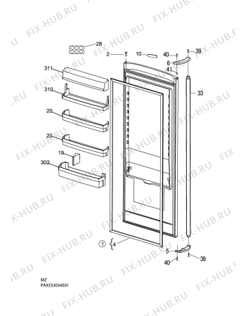 Схема №4 S73100KDW0 с изображением Дверка для холодильника Aeg 2983982808