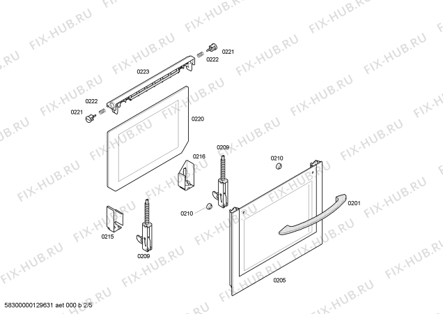 Схема №4 HB3TI6T1 Horno.tecnik.indnp.negro.multif_3d.ec2 с изображением Передняя часть корпуса для духового шкафа Bosch 00663390