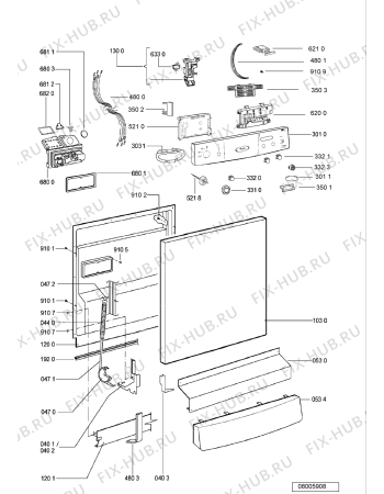 Схема №2 ADP 6600 WH с изображением Модуль (плата) управления для посудомоечной машины Whirlpool 481221838701