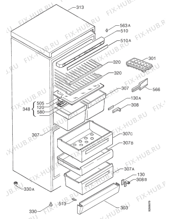 Взрыв-схема холодильника Zanussi ZK20/8R - Схема узла Housing 001