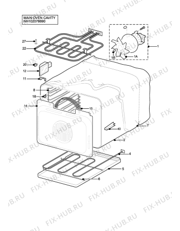 Взрыв-схема плиты (духовки) Aeg D4101-4-ME - Схема узла H10 Main Oven Cavity (large)