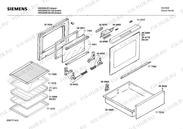 Схема №5 HU33040 с изображением Панель для плиты (духовки) Siemens 00272678