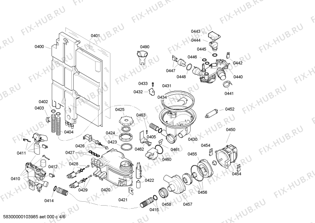 Взрыв-схема посудомоечной машины Bosch SGI57M15EU Silence comfort - Схема узла 04