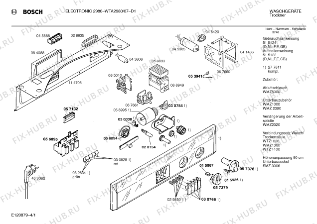 Схема №3 WTA2980 ELECTRONIC 2980 с изображением Панель для сушилки Bosch 00277811