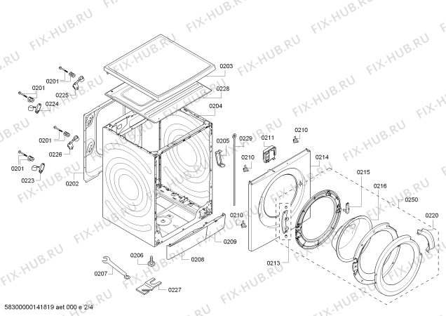 Схема стиральной машины Siemens WM14S472DN S14.47 varioPerfect; iQdrive - Схема узла 02 Взрыв-схема стиральной машины Siemens WM14S472DN S14.47 varioPerfect; iQdrive - Схема узла 02