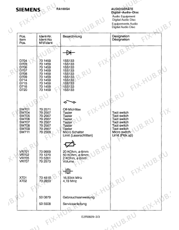 Взрыв-схема аудиотехники Siemens RA100G4 - Схема узла 03