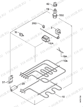 Взрыв-схема плиты (духовки) Zanussi ZC650C - Схема узла Electrical equipment 268