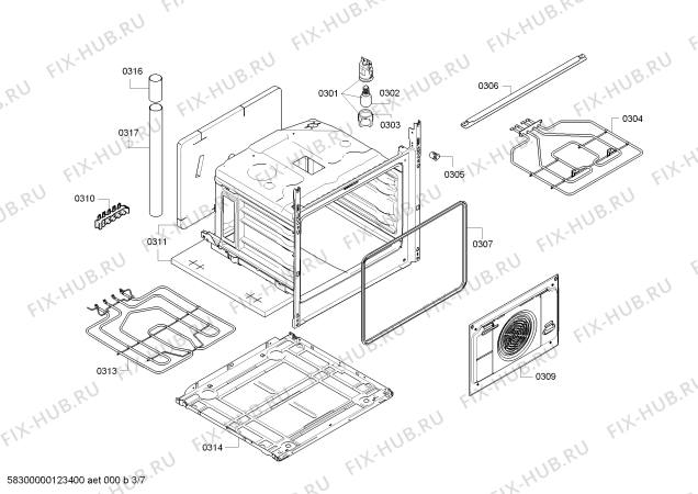 Схема №7 3CVB463B с изображением Стеклокерамика для электропечи Bosch 00476559