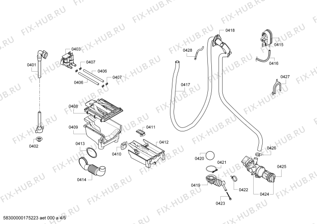 Схема №5 WM12K210GC IQ 300 с изображением Бак для стиралки Bosch 00713029