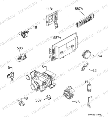 Взрыв-схема посудомоечной машины Rex Electrolux RSF8720ROX - Схема узла Electrical equipment 268