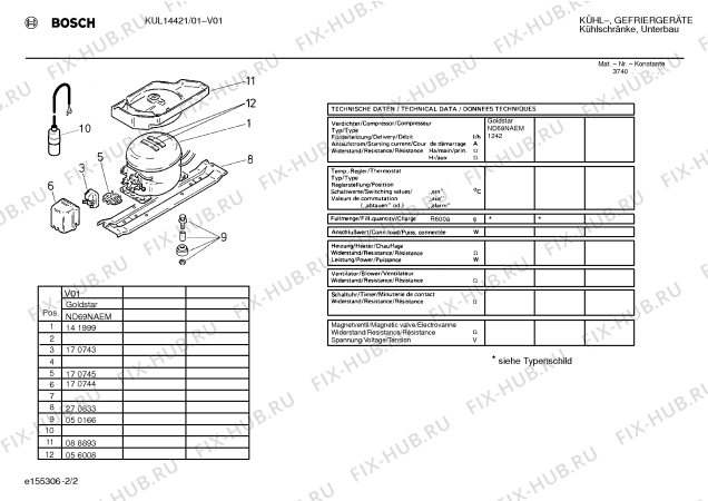 Взрыв-схема холодильника Bosch KUL14421 - Схема узла 02