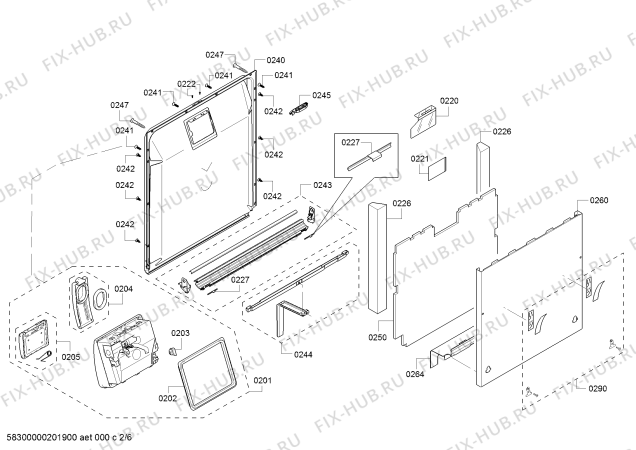 Взрыв-схема посудомоечной машины Bosch SHVM98W73N, SuperSilencePlus 40dBA - Схема узла 02