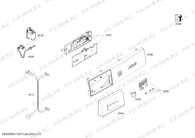Схема №4 WS07X060TI с изображением Ручка выбора программ для стиральной машины Siemens 00621965