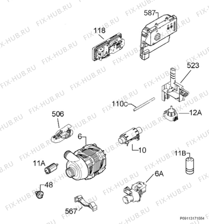 Схема №7 F35400IM0 с изображением Микромодуль для посудомойки Aeg 973911669001068