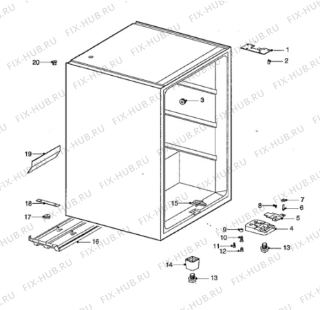 Взрыв-схема холодильника Quelle QF3E-HC - Схема узла Cabinet + armatures