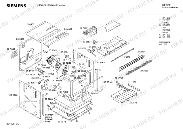Взрыв-схема плиты (духовки) Siemens HE46221SC - Схема узла 02