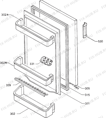 Взрыв-схема холодильника Zoppas PT15 - Схема узла Door 003
