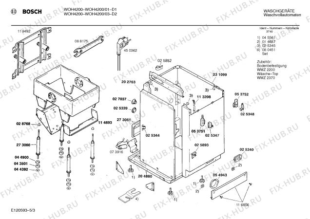 Взрыв-схема стиральной машины Bosch WOH4200 WOH 4200 - Схема узла 03