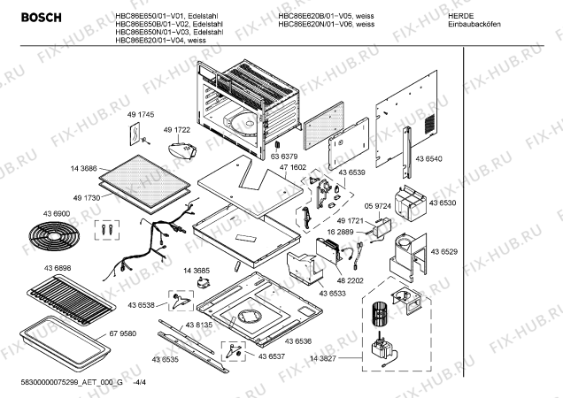 Схема №4 HBC86E620B с изображением Панель управления для плиты (духовки) Bosch 00471828