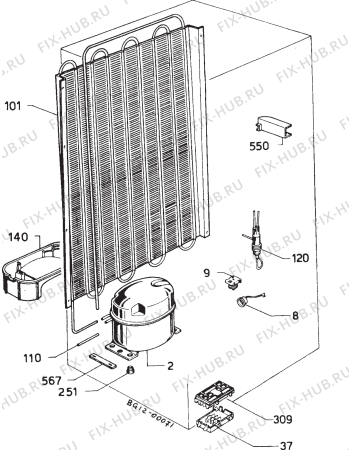 Взрыв-схема холодильника Kuppersbusch FK236.1 - Схема узла Refrigerator cooling system