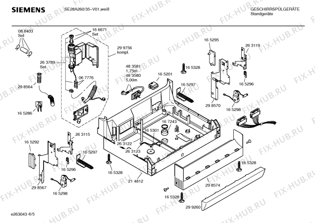 Взрыв-схема посудомоечной машины Siemens SE28A260 - Схема узла 05