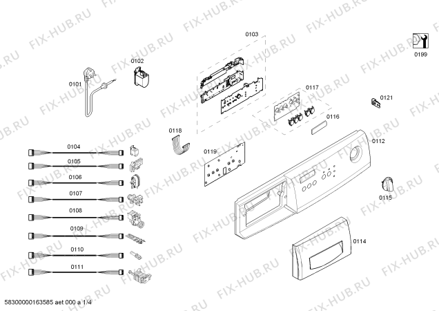 Схема №4 WAA2028JPL с изображением Панель управления для стиральной машины Bosch 00678677