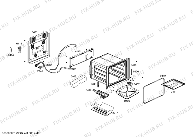 Взрыв-схема плиты (духовки) Bosch HSG47K50SC - Схема узла 04