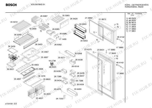 Схема №3 KSU3978NE с изображением Крышка для холодильника Bosch 00484061