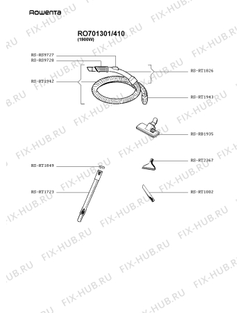 Взрыв-схема пылесоса Rowenta RO701301/410 - Схема узла OP002526.0P2