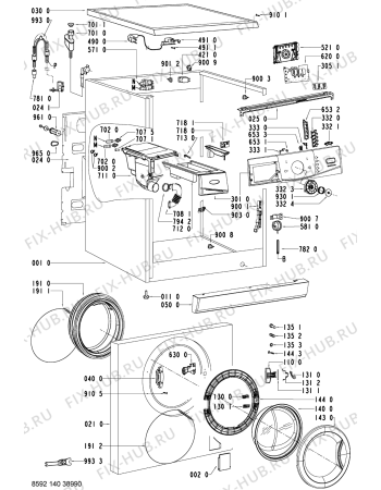 Схема №2 AWO/D 9700 с изображением Обшивка для стиральной машины Whirlpool 480111101833