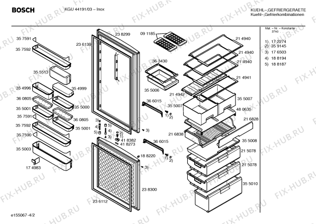 Схема №3 KGU44191 с изображением Дверь для холодильной камеры Bosch 00238299