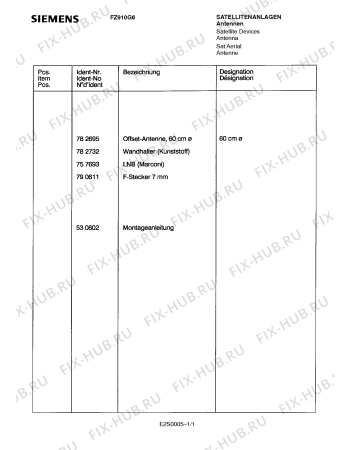 Схема №1 FZ910G6 с изображением Кронштейн для телевизора Siemens 00782732