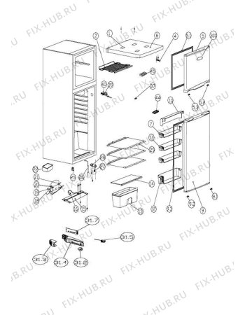 Схема №1 WTE2210W1 с изображением Дверца для холодильной камеры Whirlpool 488000534153