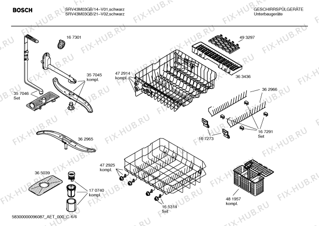 Схема №6 SRV43M03GB с изображением Краткая инструкция для посудомойки Bosch 00583466