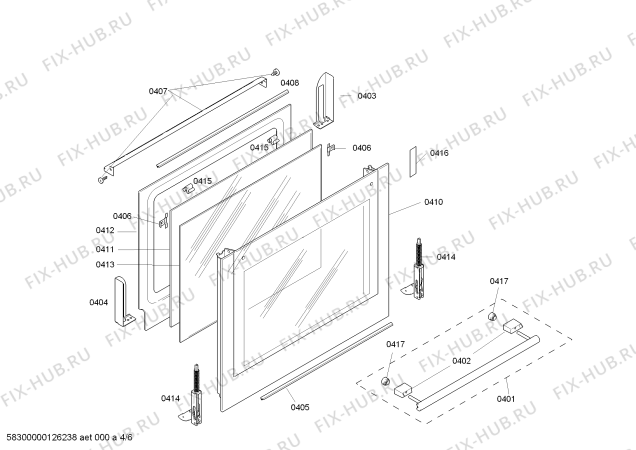 Схема №6 HB760560B с изображением Фронтальное стекло для электропечи Siemens 00477959