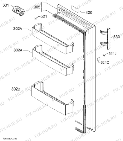 Взрыв-схема холодильника Electrolux ERF1904FLW - Схема узла Door 003