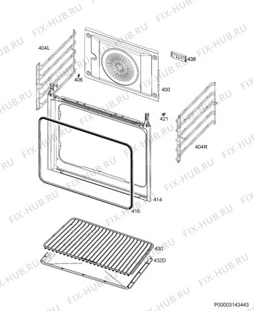 Взрыв-схема плиты (духовки) Electrolux FQ63XE - Схема узла Oven