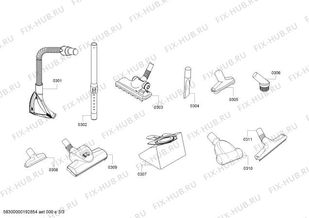 Схема №3 ZVC307HT с изображением Уплотнитель для электропылесоса Zelmer 12001497