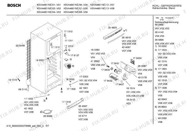 Схема №2 KS44V601NE с изображением Инструкция по эксплуатации для холодильника Bosch 00585894