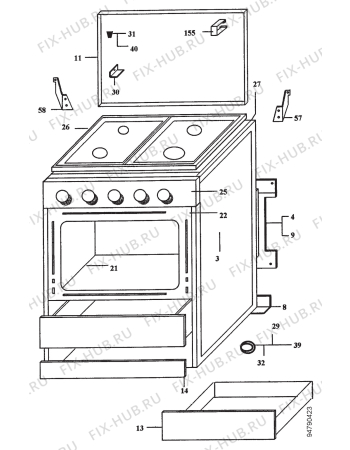 Взрыв-схема плиты (духовки) Edesa CN-31NATURAL - Схема узла Section 1